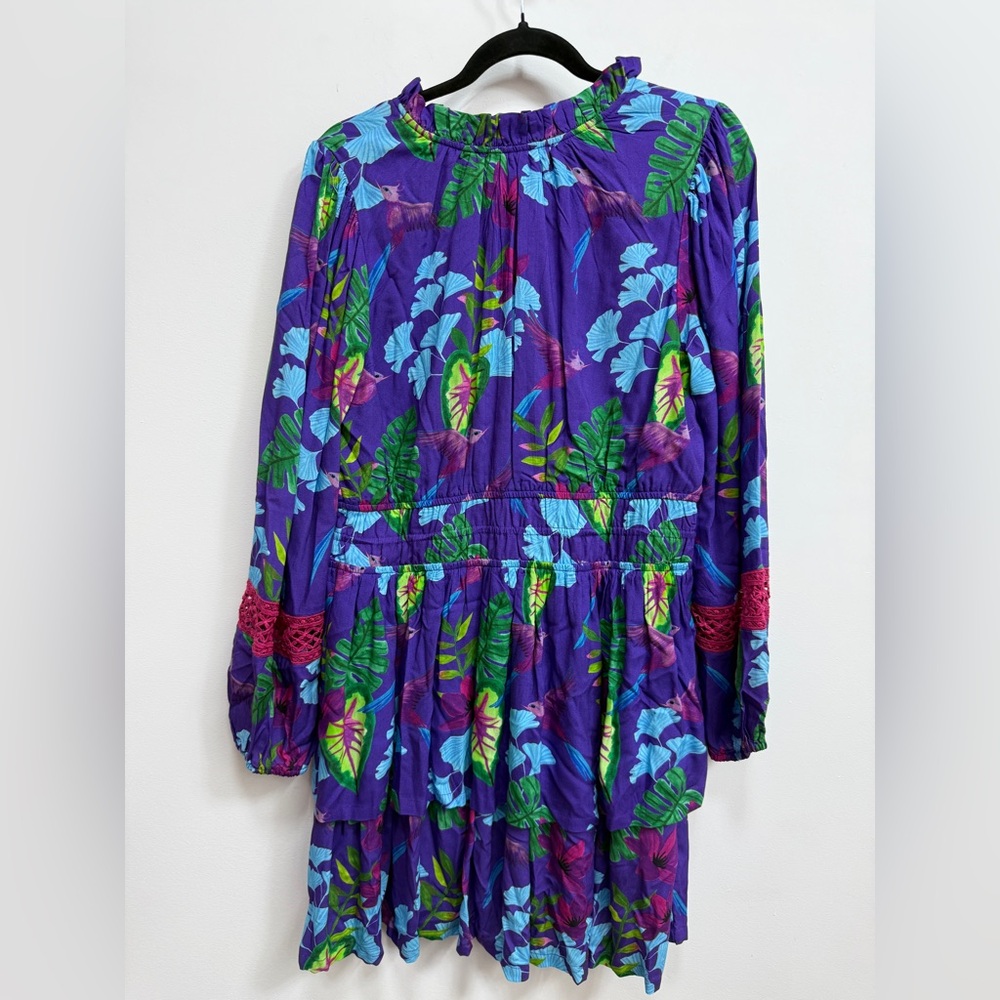 Briton Court Floral Purple Dress with Red Accents, NWt, size Large - Picture 4 of 4